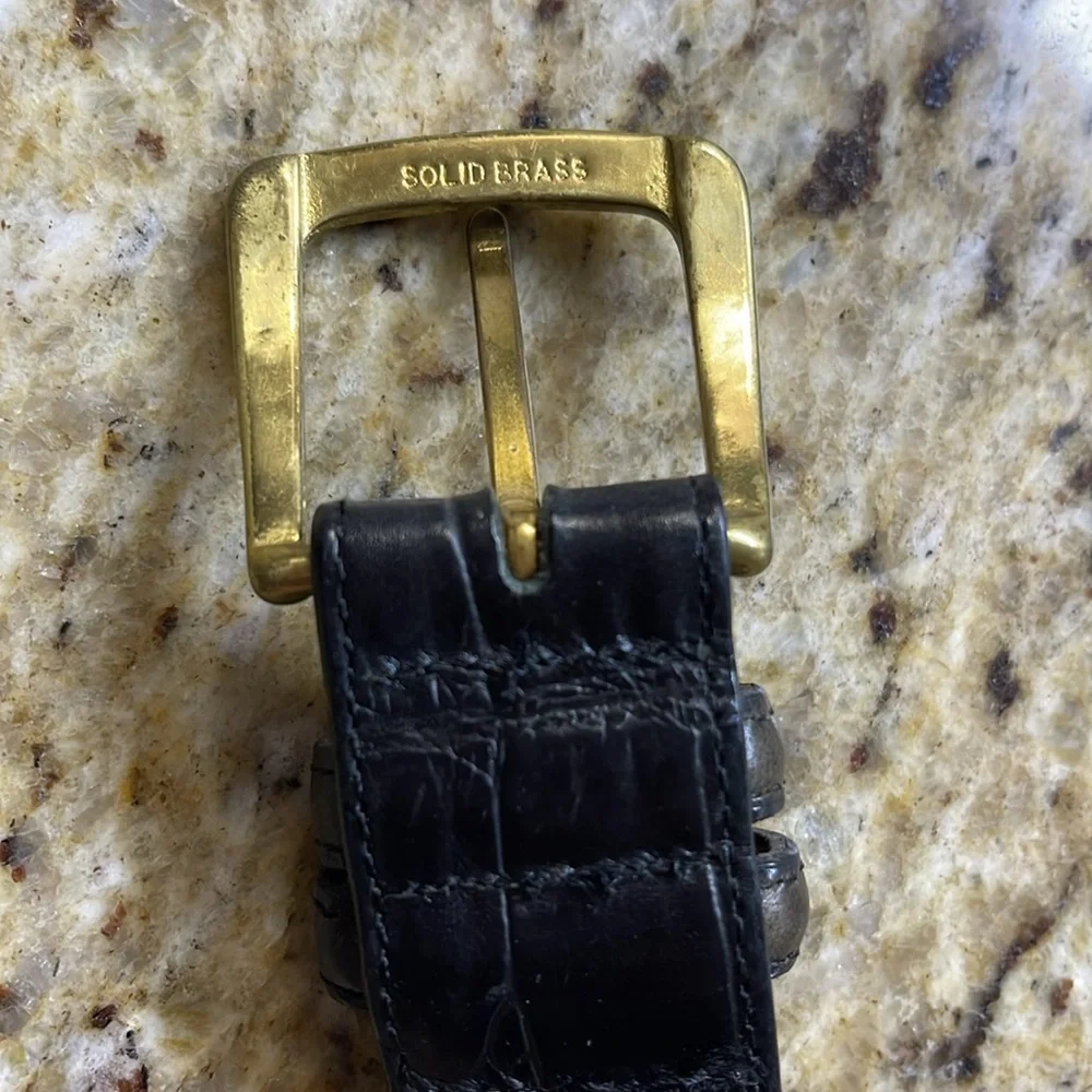 BRIGHTON Black Calfskin Belt embossed size 46”